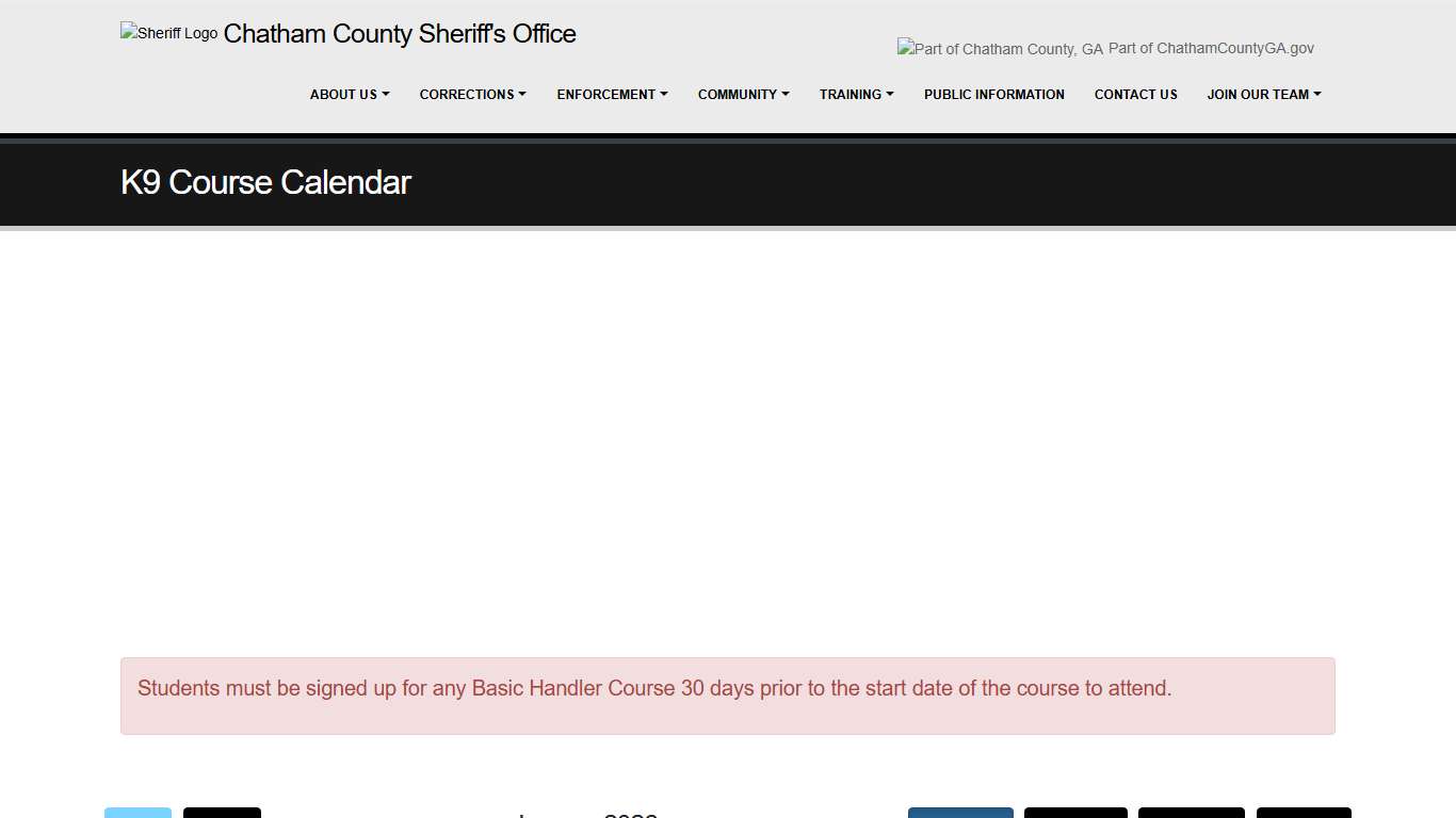 Chatham County Sheriff's Office - K-9 Course Calendar